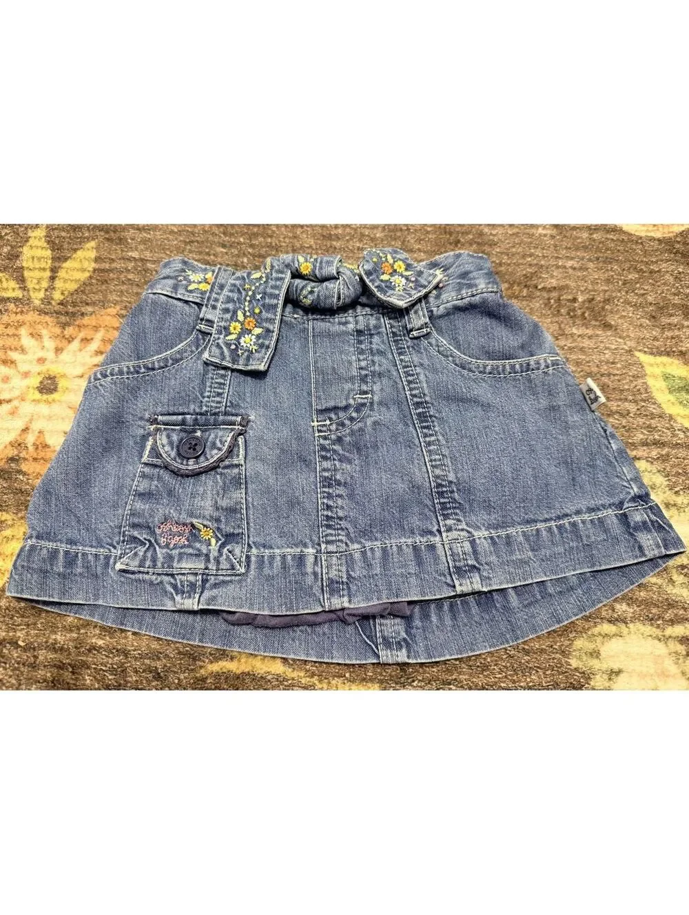 Vintage OshKosh Denim Embroidered Skort Girls 12-18 Months